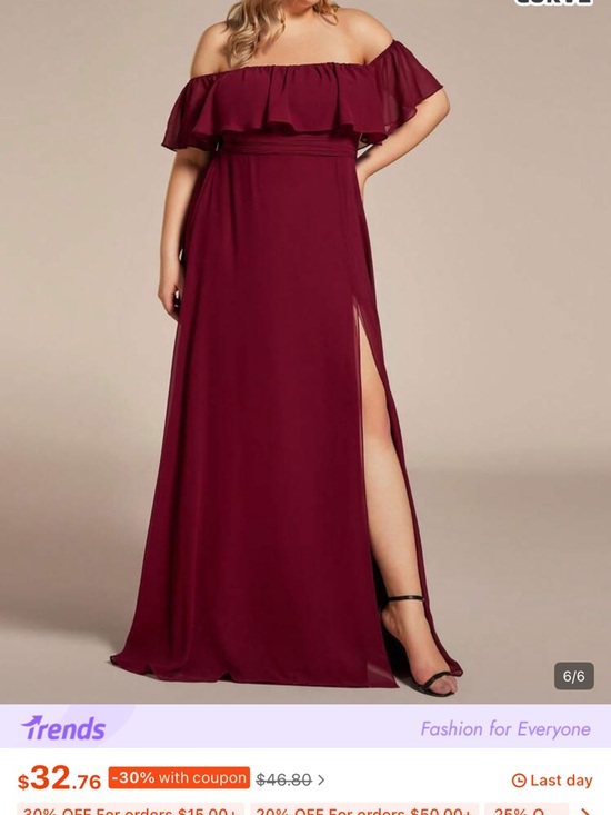 SHEIN Dresses & Skirts - NWOT, 4XL/20 SHEIN Curve, Women's Burgundy Off-Shoulder Maxi Dress
